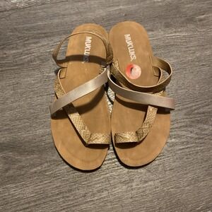 MUK LUKS WOMEN'S ABOUT TOWN SANDALS SNAKESKIN PRINT TOE LOOP SIZE 6